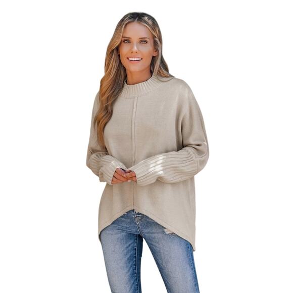 Cupshe Sweaters - Cupshe Casual Mock Neck Sweater Fall Knit Long Sleeves Pullover size Medium NWT